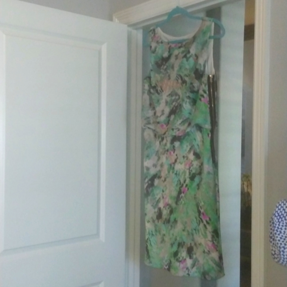 Ann Taylor sleeveless size 12 watercolor spring Easter dress side zip